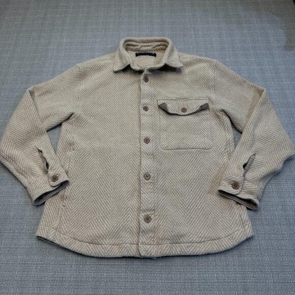 Abercrombie‎ Fitch Shirt Shacket Mens Medium Herringbone Jacket Woven Tan - Picture 1 of 8